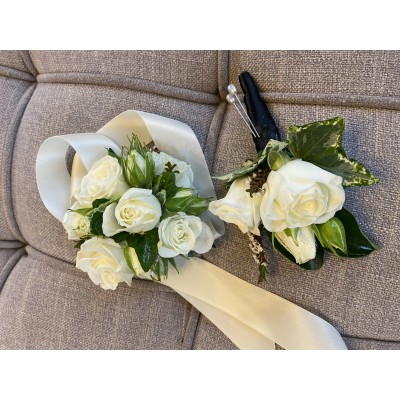 White Formal  Rose Buttonhole only 